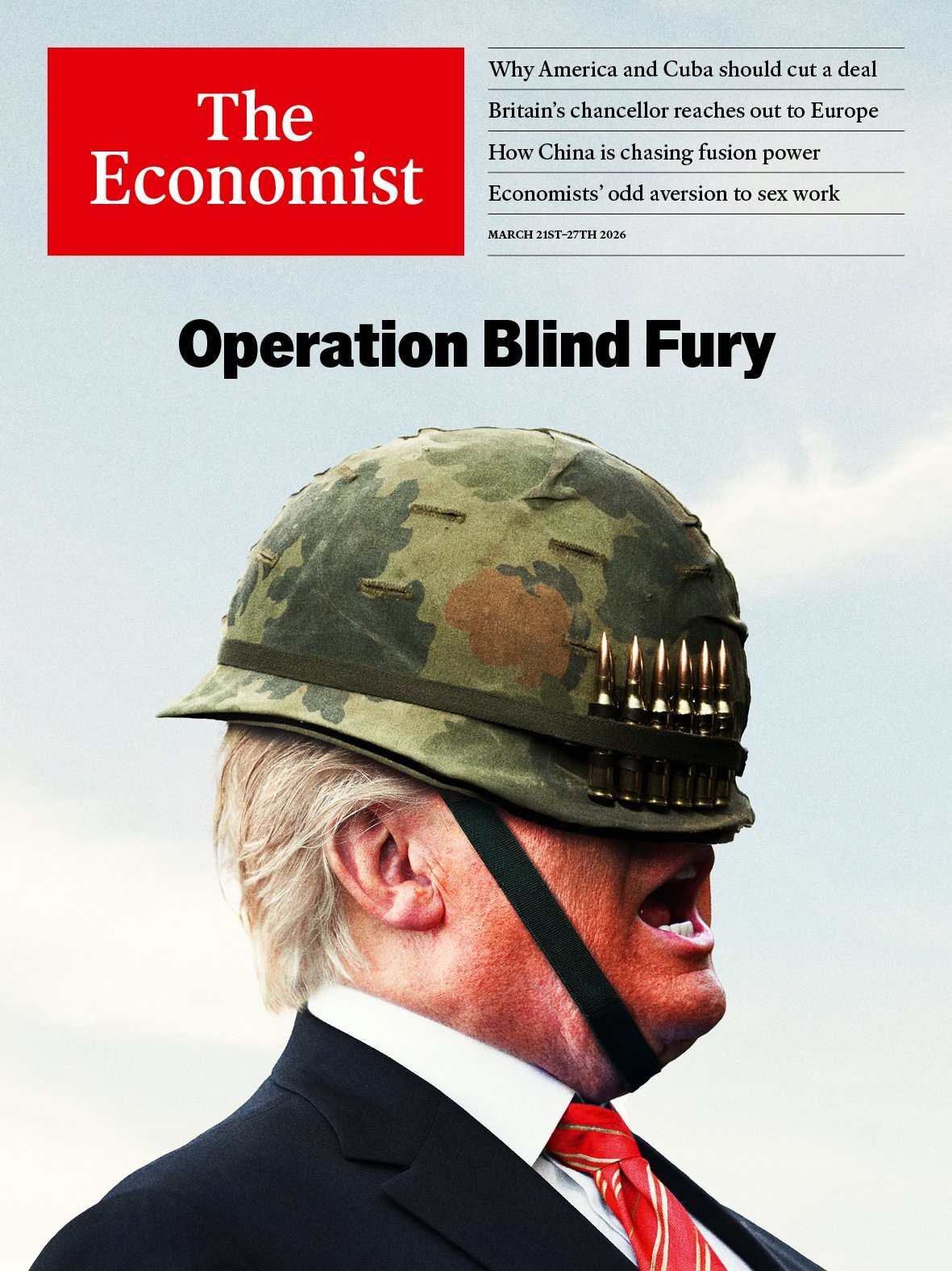 Capa da ‘The Economist’ ironiza ação militar de Trump no Irã: ‘Operação Fúria Cega’