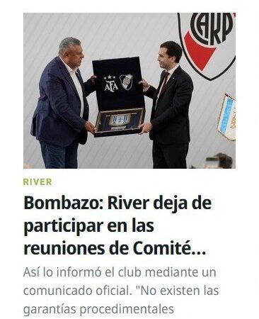 River se retira de comitê e rompe com federação após mudança em regra de classificação à Libertadores