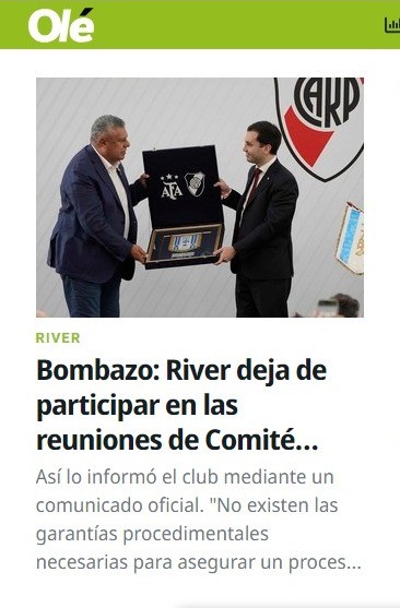 River se retira de comitê e rompe com federação após mudança em regra de classificação à Libertadores