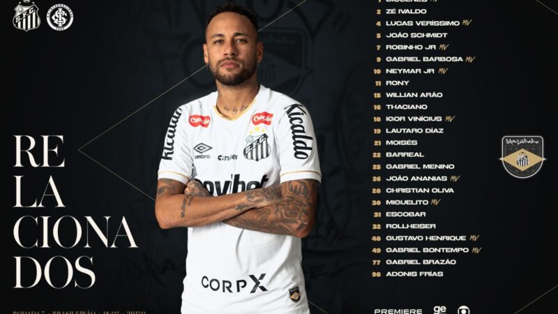 Com Robinho Jr. e Miguelito, Santos divulga relacionados para enfrentar o Inter; veja a lista