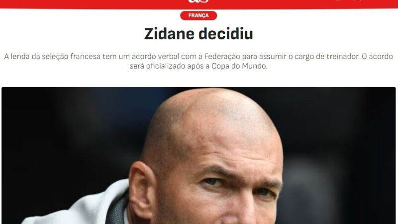 Zidane tem acordo para assumir a França após a Copa do Mundo de 2026, diz jornal