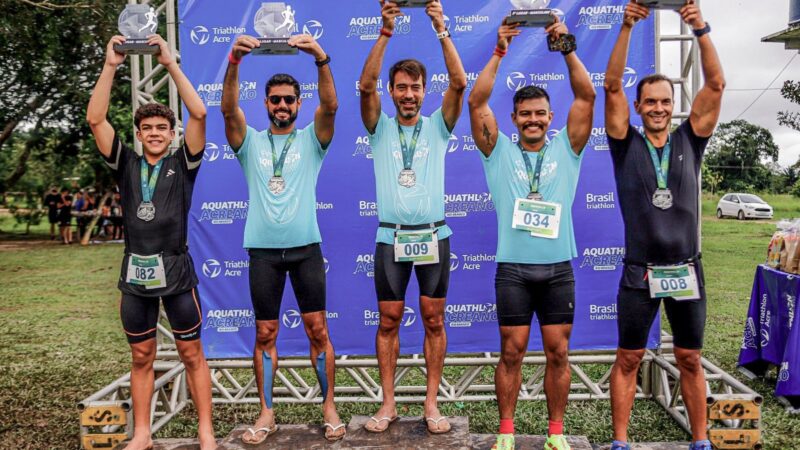 Gilson Doria e Sara Castro são campeões do Aquathlon Acreano; veja pódios