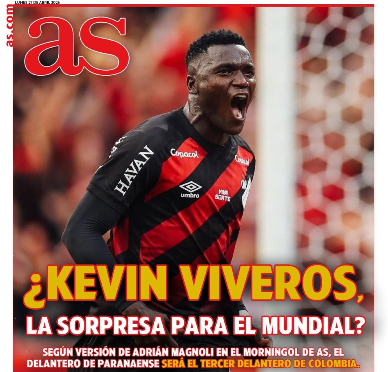 Artilheiro do Brasileirão, Viveros entra na corrida pela Copa do Mundo, diz jornal colombiano