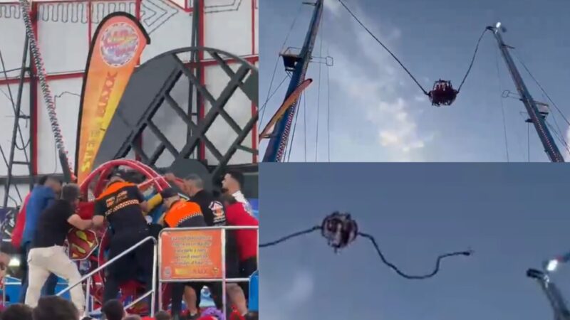Cabo de segurança se rompe em atração na Espanha e deixa quatro crianças feridas; veja o vídeo