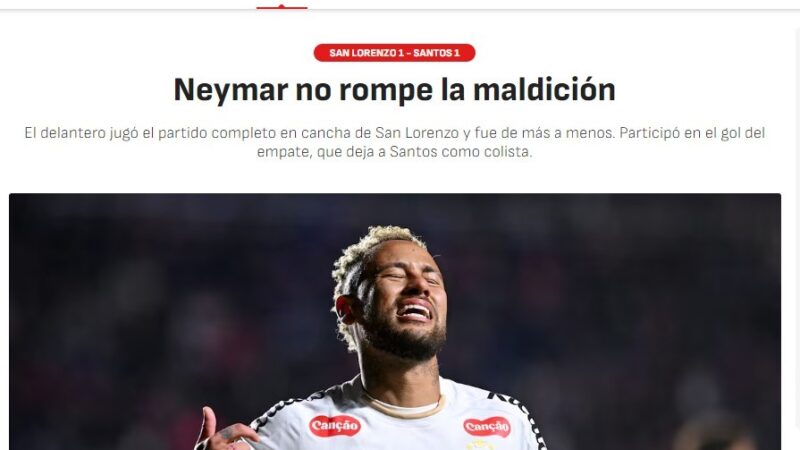 Jornal espanhol aponta momentos de brilho de Neymar contra o San Lorenzo: “Lampejos de genialidade técnica”