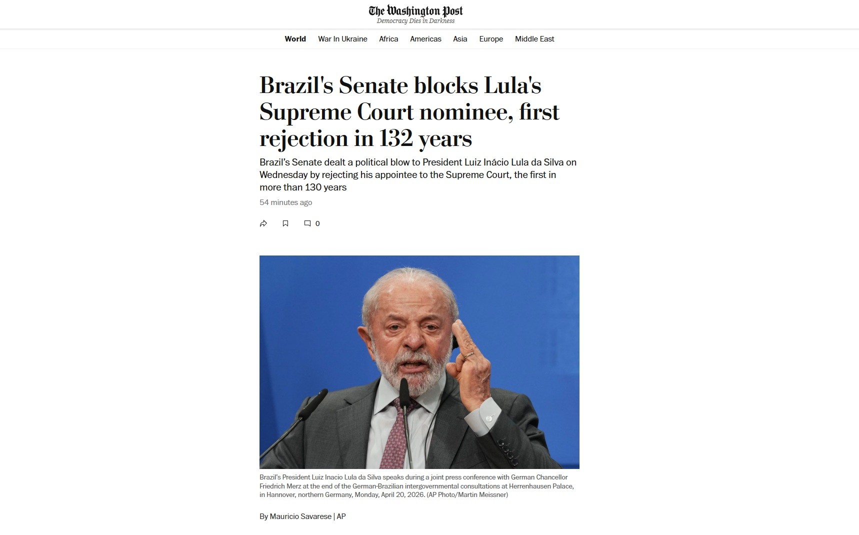 ‘Derrota histórica’, ‘duro revés’: como a imprensa internacional noticiou a rejeição de Jorge Messias ao STF