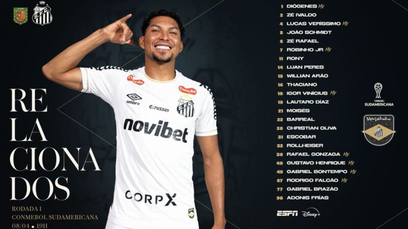 Cuca relaciona 23 jogadores para a estreia do Santos na Sul-Americana; veja a lista