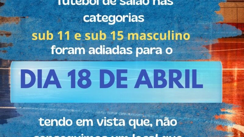 Fafs alega falta de local disponível e adia 2ª rodada do Acreano de Futsal Sub-11 e Sub-15