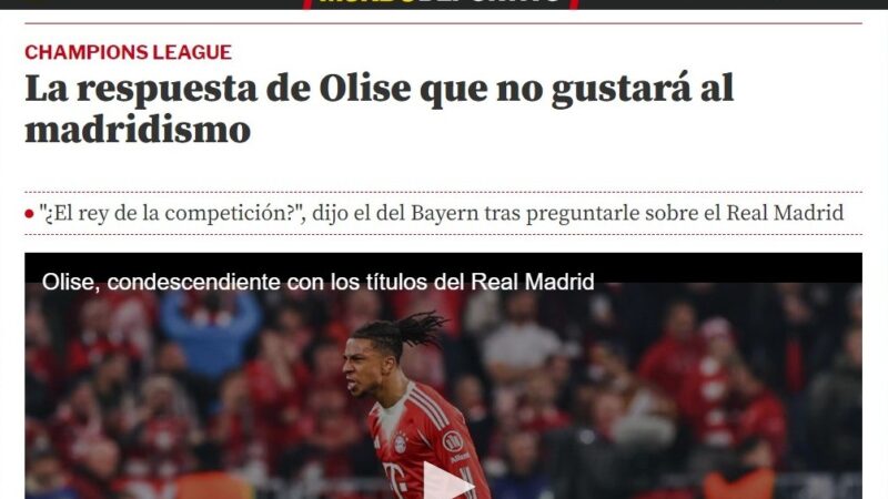 Olise provoca o Real Madrid após classificação do Bayern na Champions: “Rei da competição?”