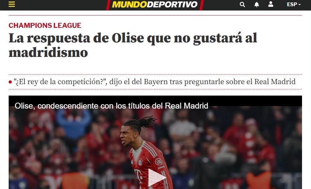 Olise provoca o Real Madrid após classificação do Bayern na Champions: “Rei da competição?”