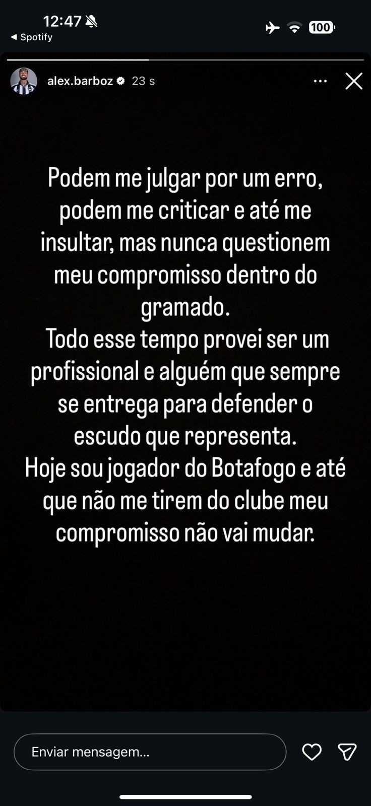 Barboza rebate críticas em meio a negociações de saída do Botafogo: “Meu compromisso não vai mudar”