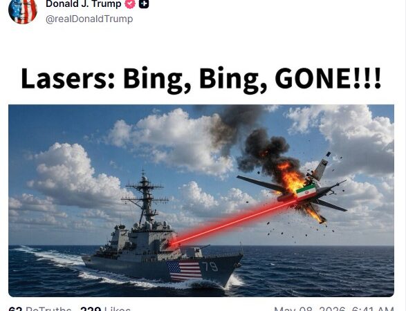 Trump publica imagem de IA para zombar de ataque iraniano contra navios de guerra dos EUA