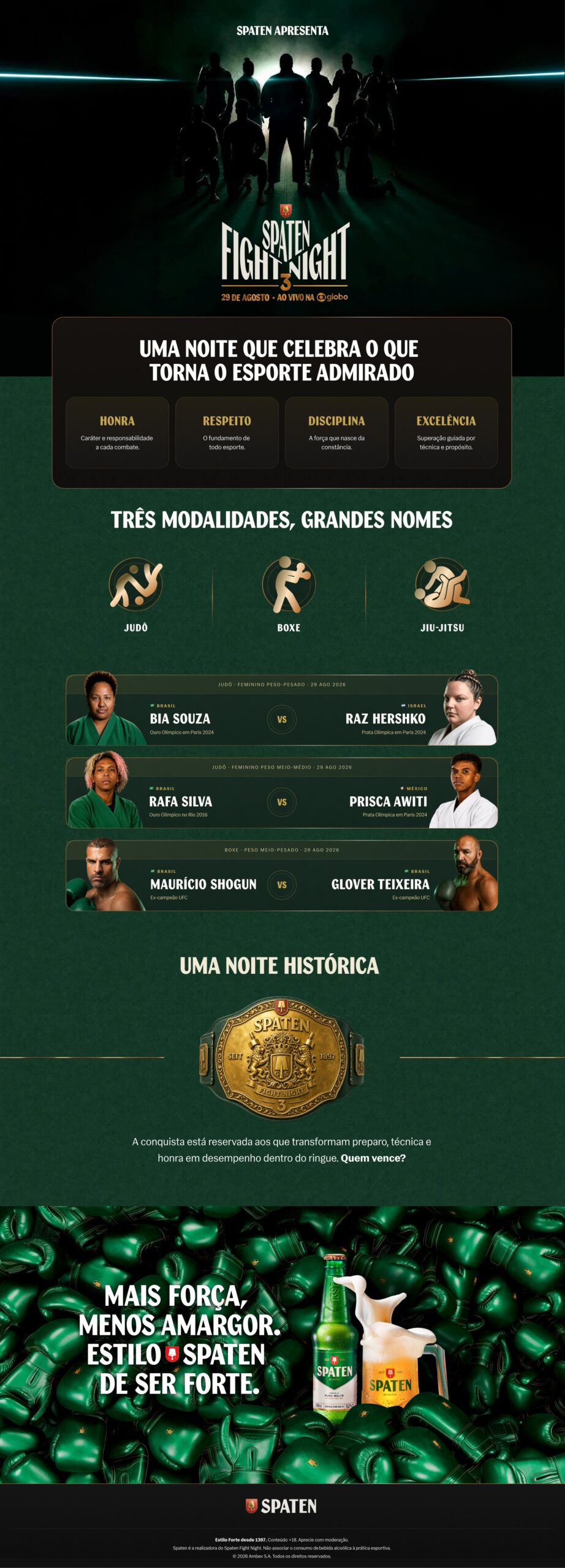 Spaten Fight Night 3 amplia modalidades de luta e celebra a honra no esporte