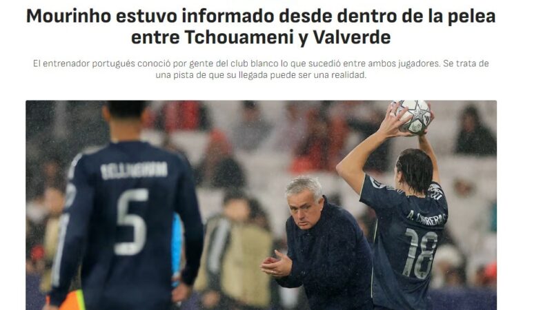 Mourinho recebeu em primeira mão detalhes da briga no Real Madrid, diz jornal