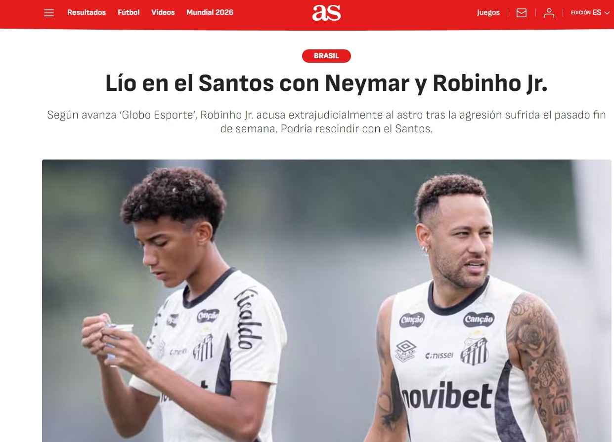 Jornal espanhol reage a acusação contra Neymar: “Santos é um barril de pólvora”