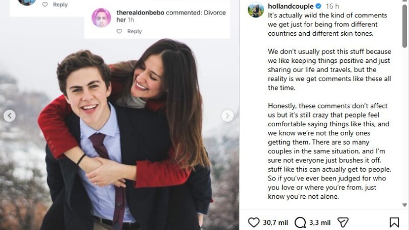 Influenciadora brasileira diz ser alvo de xenofobia ao postar fotos com marido dos EUA: ‘Por que não acha uma mulher branca?’