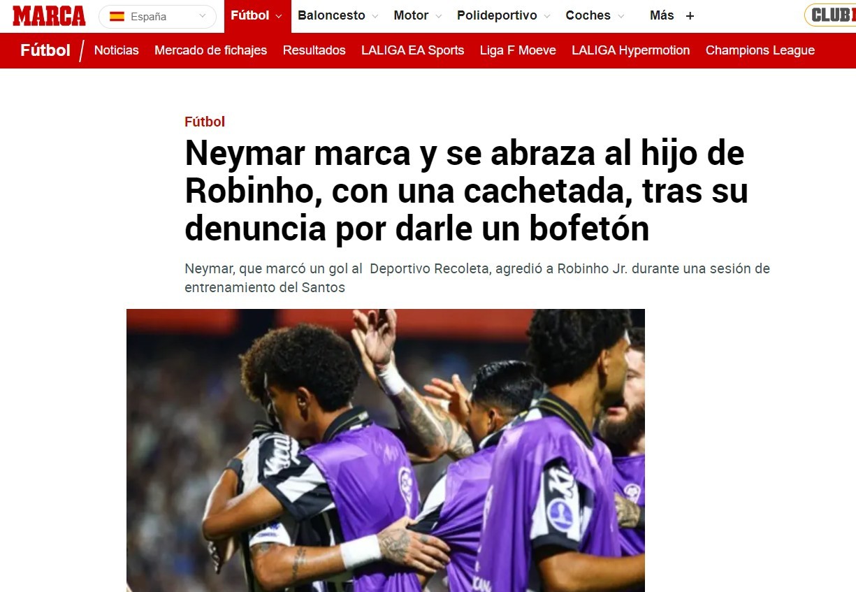 Imprensa internacional elogia abraço de Neymar em Robinho Jr., mas lamenta fase do camisa 10: “Sorte parece ter acabado”