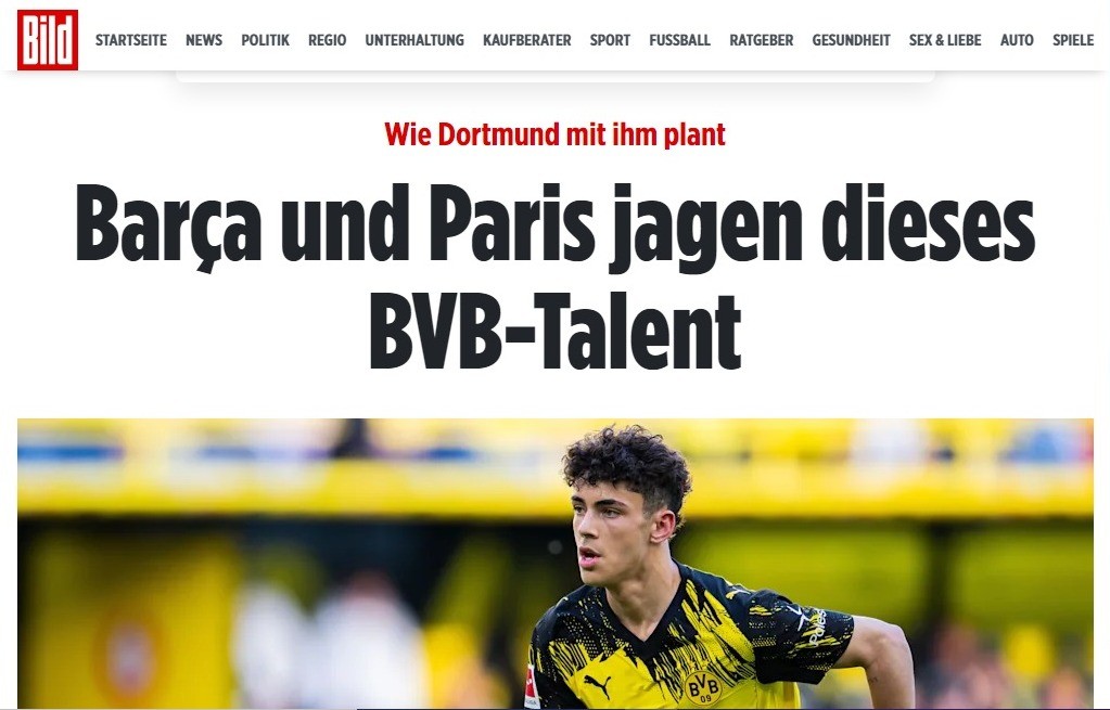 Barcelona e PSG disputam jovem atacante do Borussia Dortmund, diz jornal