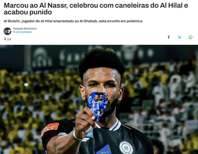 Jogador comemora gol com caneleira de time rival, irrita torcedores e será dispensado na Arábia Saudita