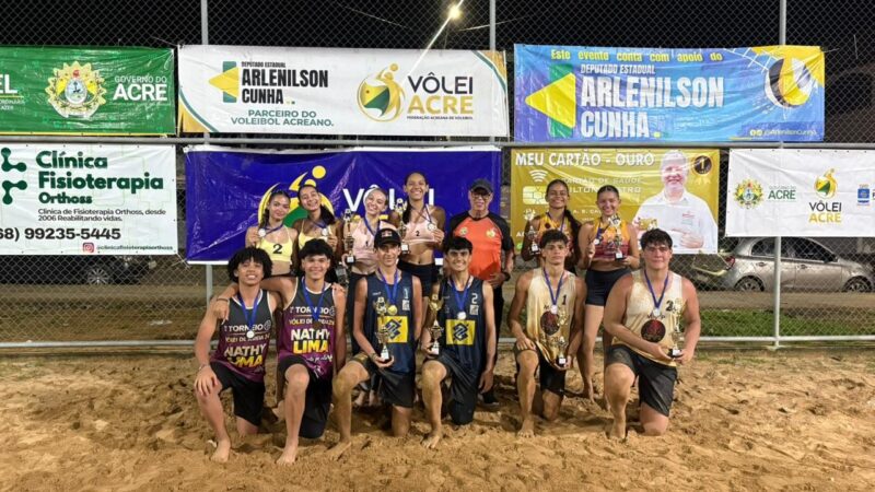 Sophia/Ana Laura e Mathias/Santiago são campeões da 2ª etapa do Acreano de Vôlei de Praia Sub-17