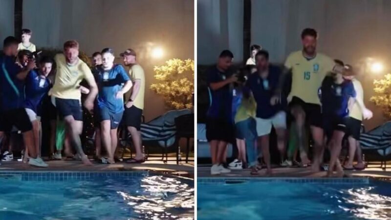 Léo Pereira, do Flamengo, se joga na piscina ao saber de convocação para a Copa do Mundo; veja