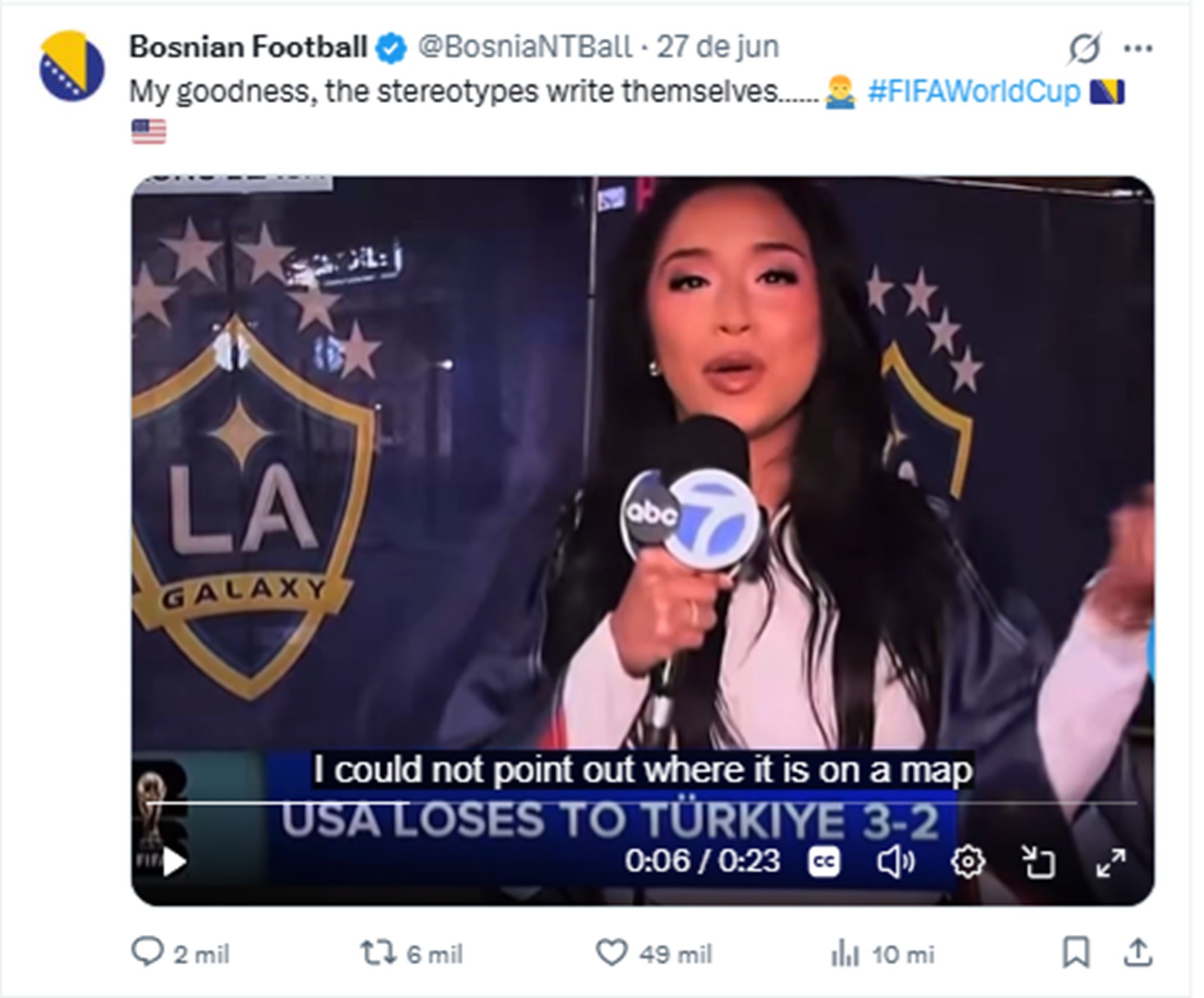 Repórter de TV americana diz que não sabe nem onde fica a Bósnia, próxima adversária dos EUA na Copa, e depois pede desculpas