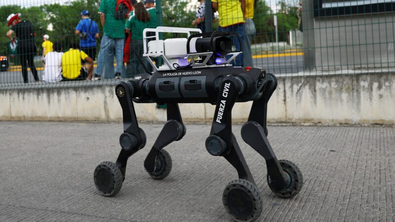 Olha ele de novo: cachorro-robô ajuda na segurança de Suécia x Tunísia em Monterrey