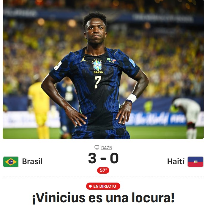 Imprensa Internacional repercute vitória da Seleção sobre o Haiti: “Vini Jr. é uma loucura”