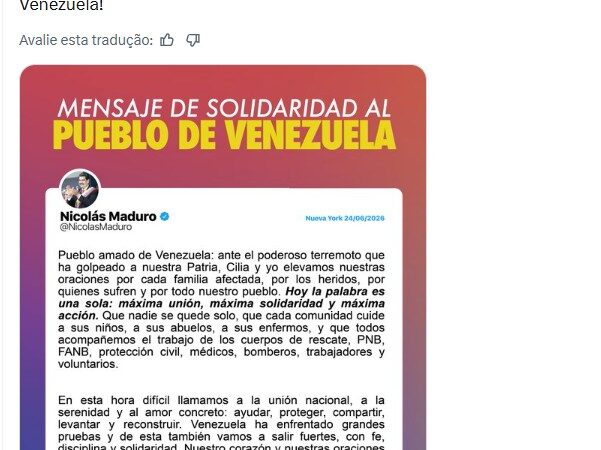 Detido em Nova York, Maduro manda mensagem sobre terremotos na Venezuela
