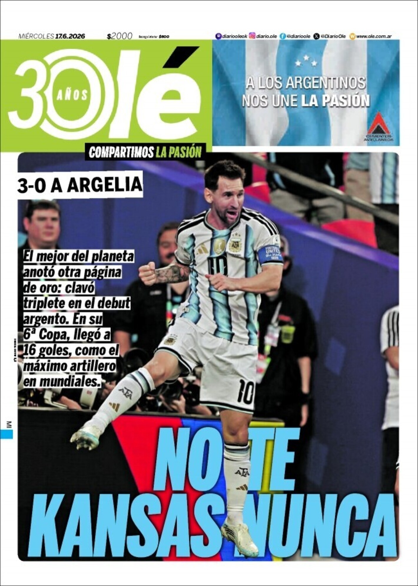 Jornal ‘Olé’ exalta Messi em estreia na Copa do Mundo: “Você nunca se cansa”
