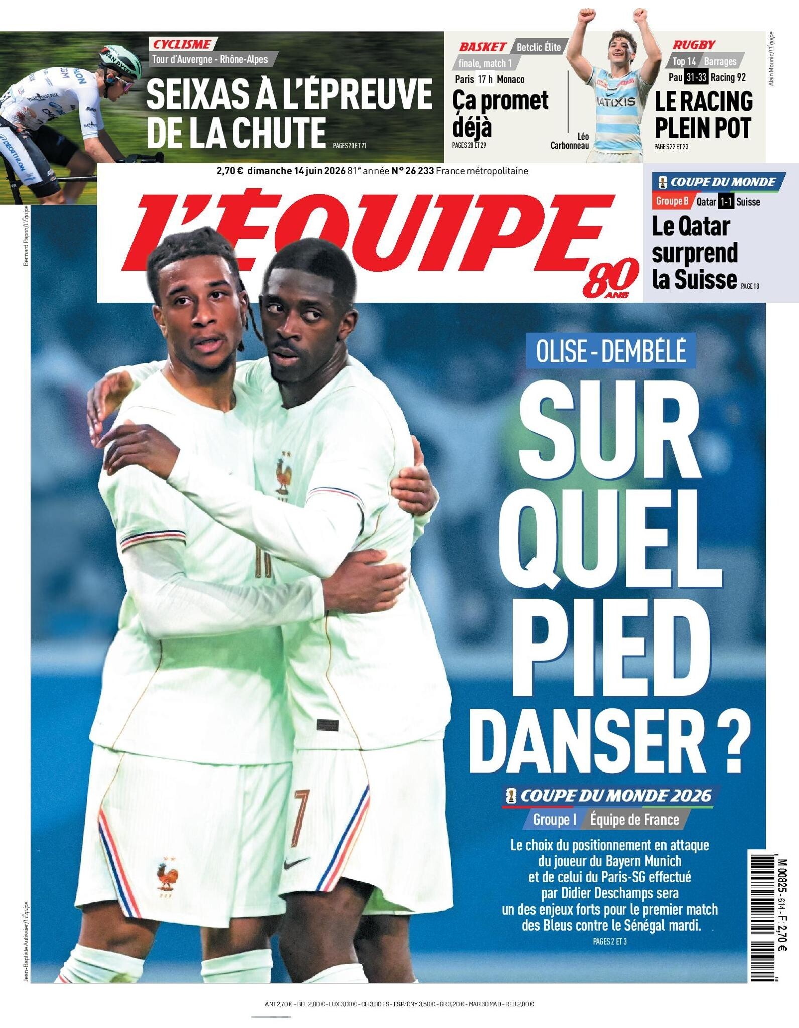 “Com qual pé dançar?”: jornal francês aponta dilema de Deschamps com Olise e Dembélé
