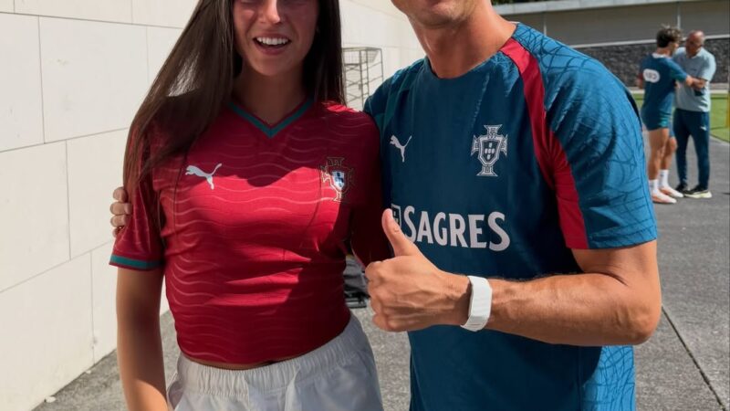 Influenciadora belga encontra Cristiano Ronaldo e se emociona; veja vídeo