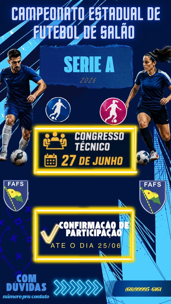 Clubes têm até 25 de junho para confirmar participação no Acreano de Futsal Série A