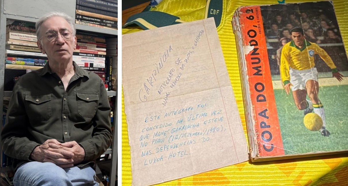 Autógrafo de Garrincha vira joia em acervo com mais de mil itens históricos da seleção brasileira