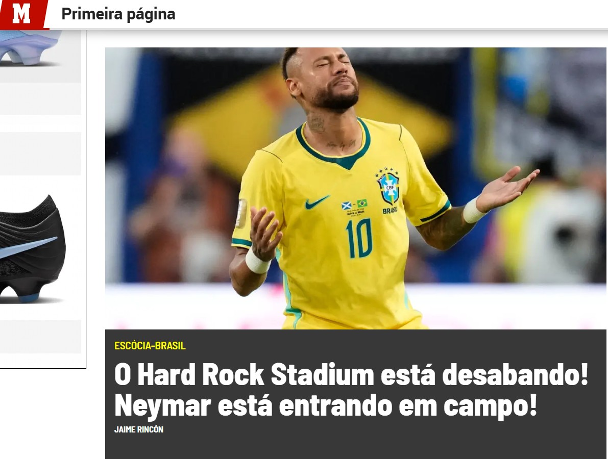 Imprensa internacional repercute vitória do Brasil contra a Escócia e estreia de Neymar na Copa