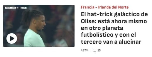 Olise brilha com hat-trick pela França e ganha destaque na Europa: “Está em outro planeta”