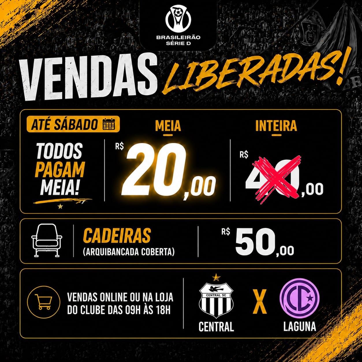 Central faz promoção de ingressos para decisão contra o Laguna