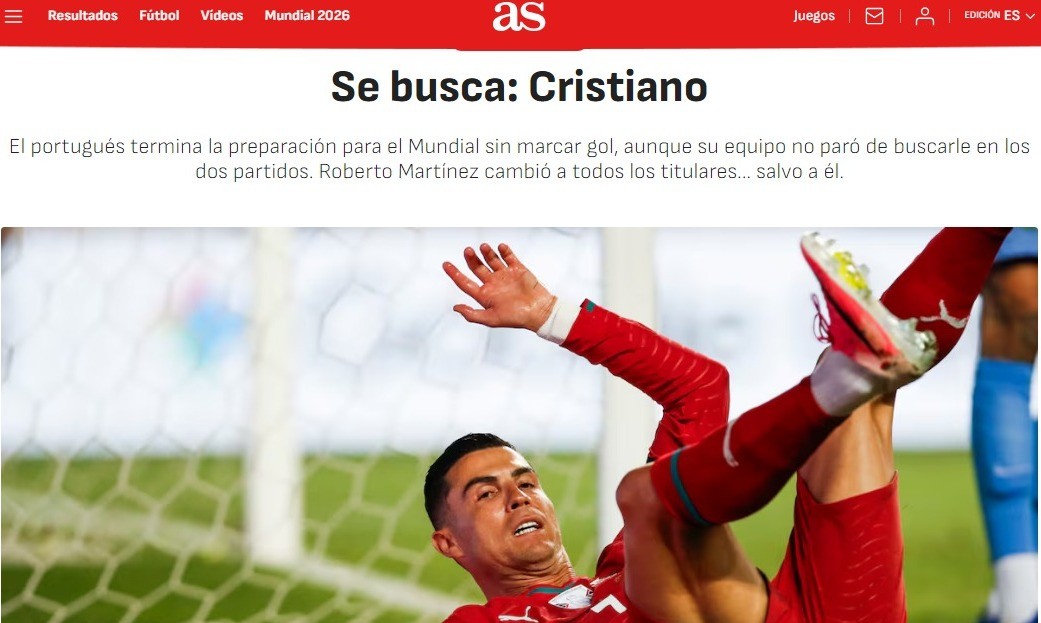 Jornal espanhol questiona momento de CR7 antes da Copa: “Procura-se Cristiano”