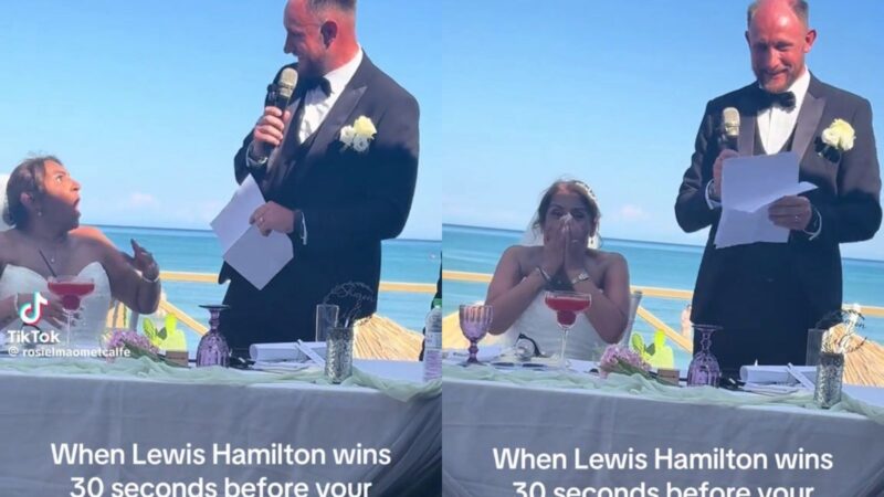 Noivo interrompe casamento para anunciar vitória de Hamilton em Barcelona; veja vídeo
