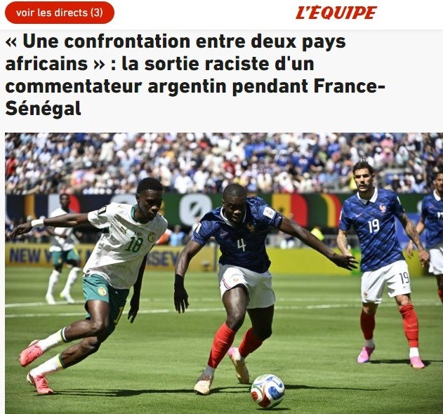 Narrador argentino chama França e Senegal de “países africanos”, e jornais reagem: “Declaração racista”
