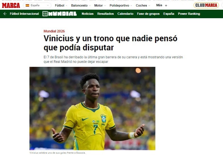 Jornal espanhol coloca Vini Jr. na disputa pelo “trono” do futebol: “Ninguém imaginava”