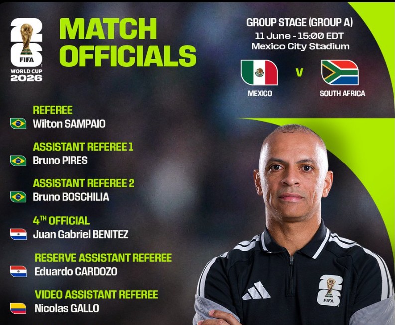 Wilton Pereira Sampaio vai apitar o jogo de abertura da Copa entre México e África do Sul