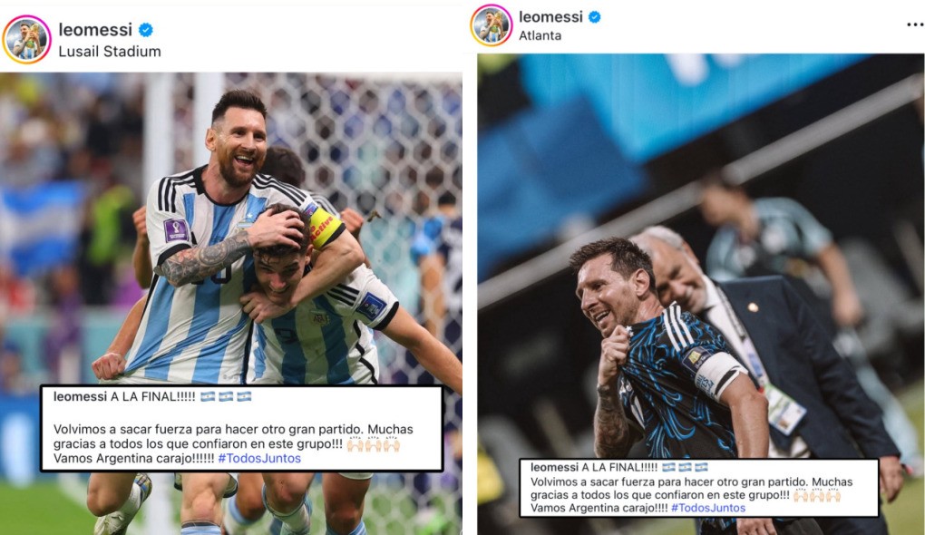Mística ou “copia e cola”? Messi publica mensagens iguais após semifinais das Copas de 2022 e 2026