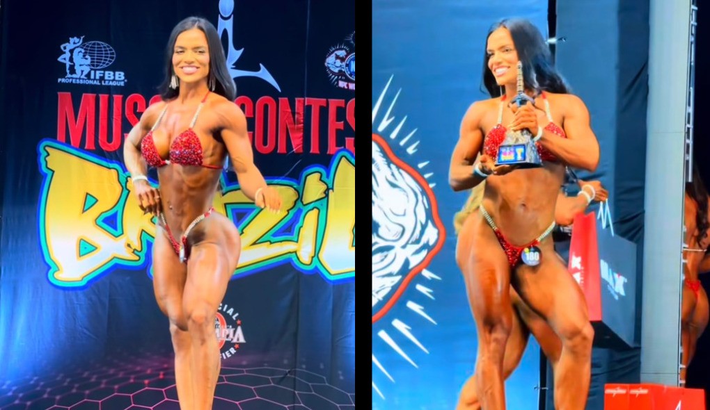 Esposa de Ramon Dino, Vit Viana é campeã em seu segundo campeonato de fisiculturismo