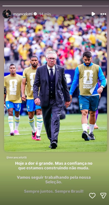 Ancelotti se manifesta: “A dor é grande, mas a confiança no que estamos construindo não muda”