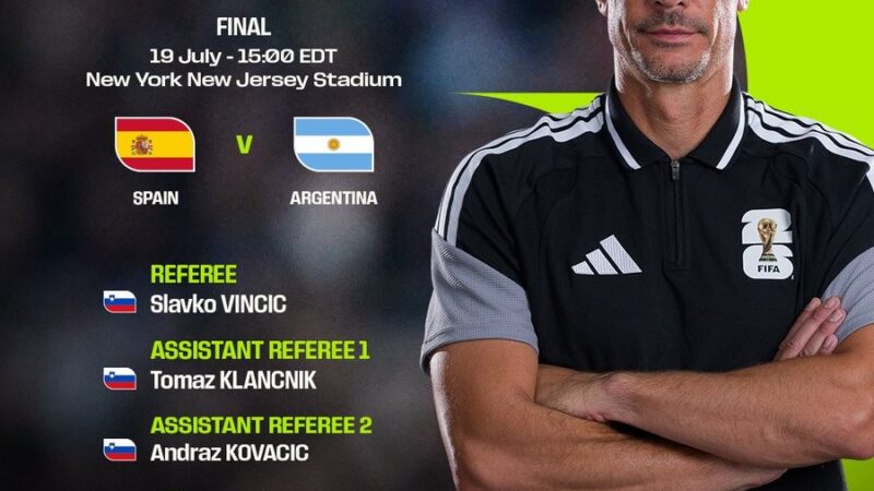 Espanha x Argentina: veja a arbitragem da final da Copa do Mundo 2026