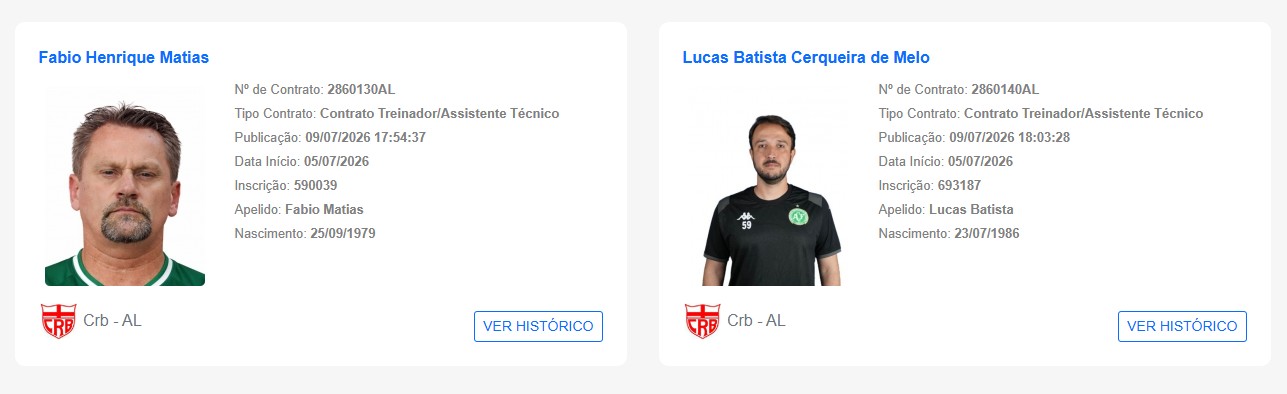 CRB regulariza Fábio Matias e auxiliar-técnico, mas ainda aguarda liberação do transfer ban