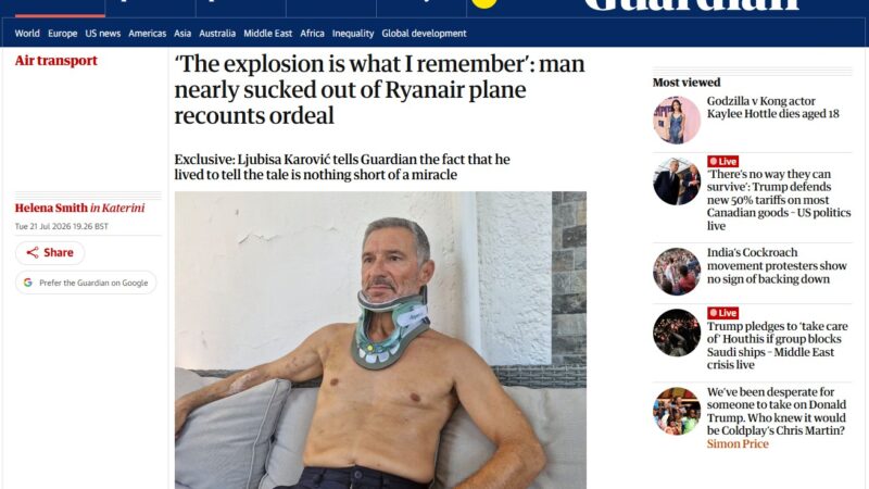 Homem que foi parcialmente sugado para fora de avião diz que sobreviveu por milagre: ‘Tenho sorte’