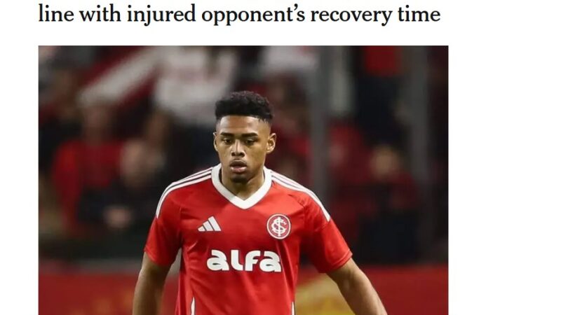 Punição a zagueiro do Inter por lesão de Gabriel Pec é destaque em jornais do mundo; veja reações