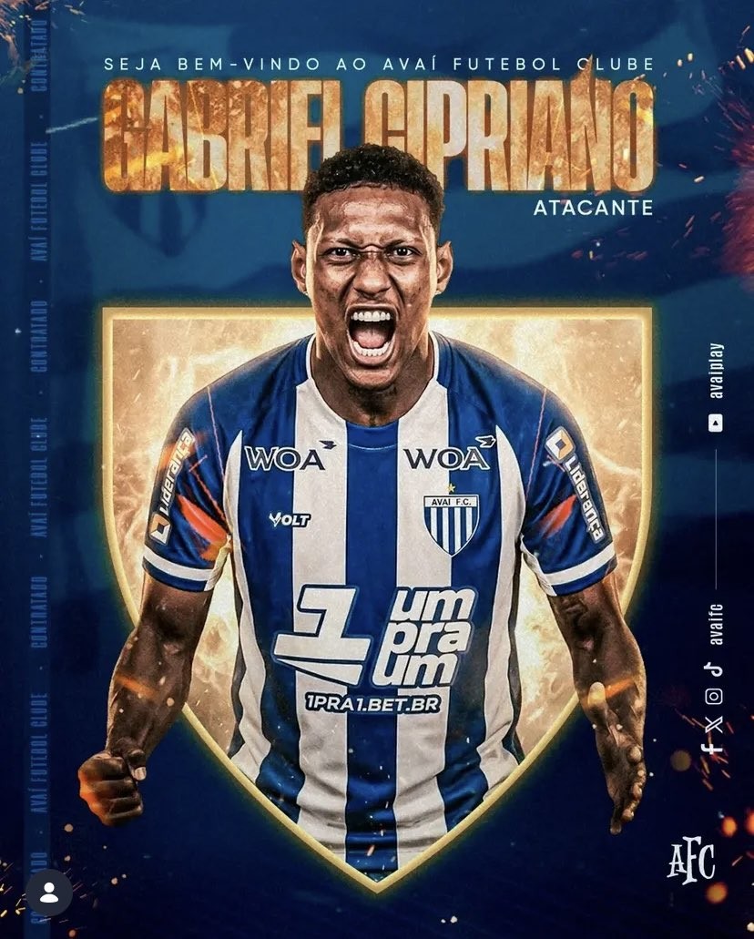 Avaí anuncia a contratação do atacante Gabriel Cipriano